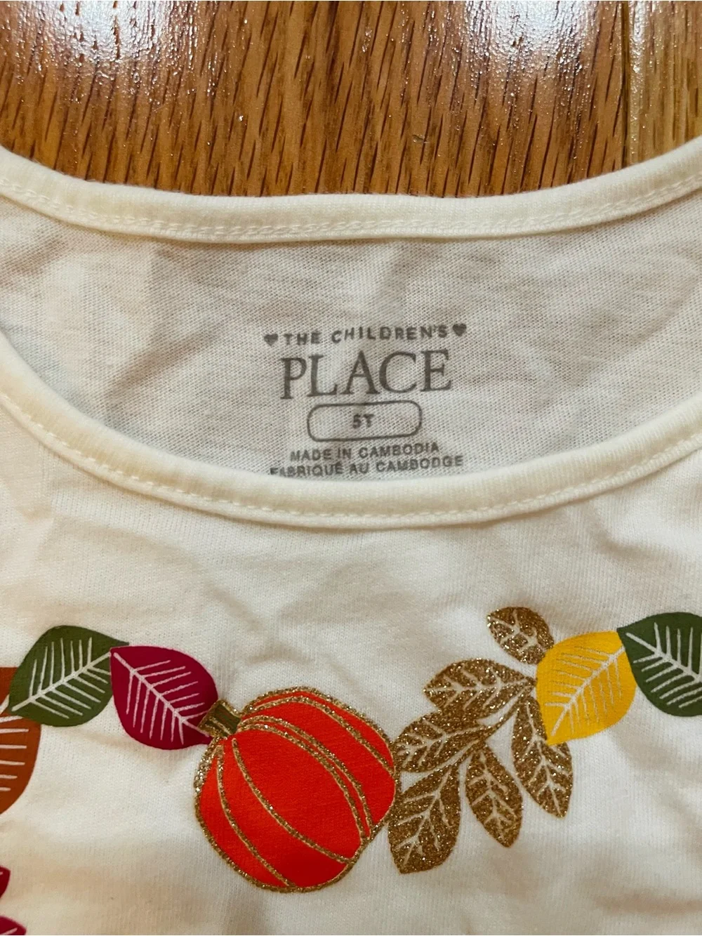 The Children's Place Cream Long Sleeve Thankful Heart Wreath Tee